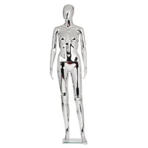 Maniquí de mujer plata cromo recto